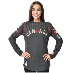 North Oak Canada Maple Leaf S L/S  Graphic Tee Patriotic National Pride Top